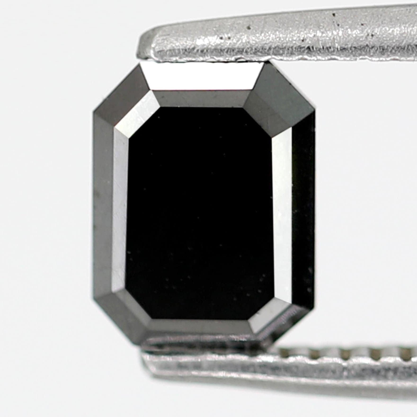 0.79 Carat Brilliant Emerald Cut 6 MM Faceted Shining Long Treated Black Loose Earth Mine Diamond For Engagement Ring - Blackdiamond