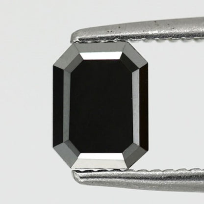 0.79 Carat Brilliant Emerald Cut 6 MM Faceted Shining Long Treated Black Loose Earth Mine Diamond For Engagement Ring - Blackdiamond