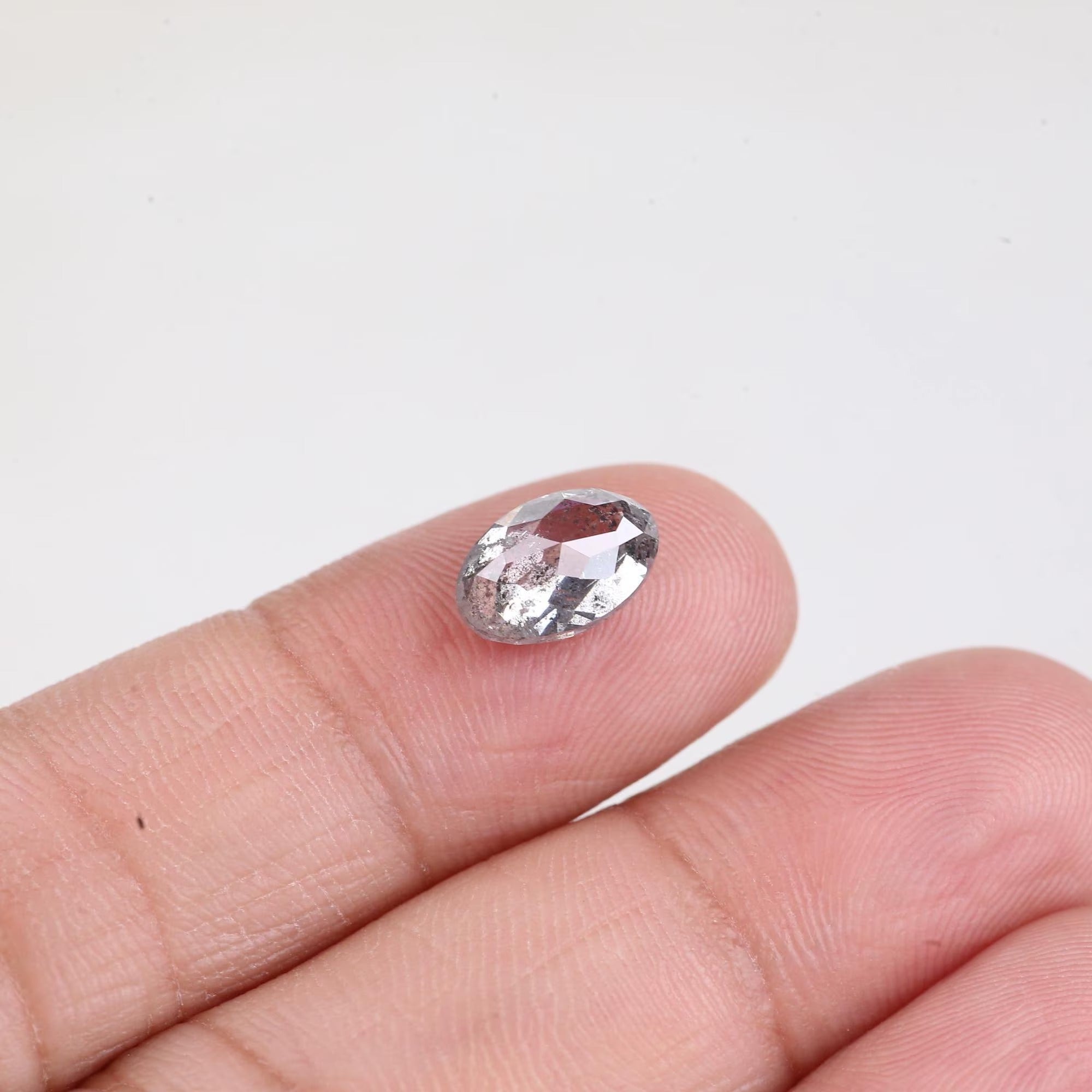 2.25 Carat Natural Oval Salt and Pepper Diamond 9.70 MM