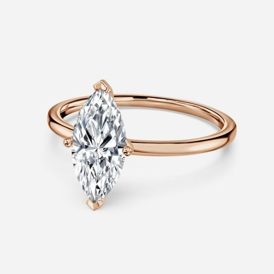 Deltic Marquise Solitaire Engagement Ring 14K / 18K Solid Gold