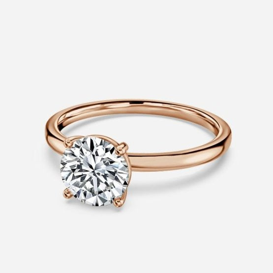 Deltic Round Solitaire Engagement Ring 14K / 18K Solid Gold