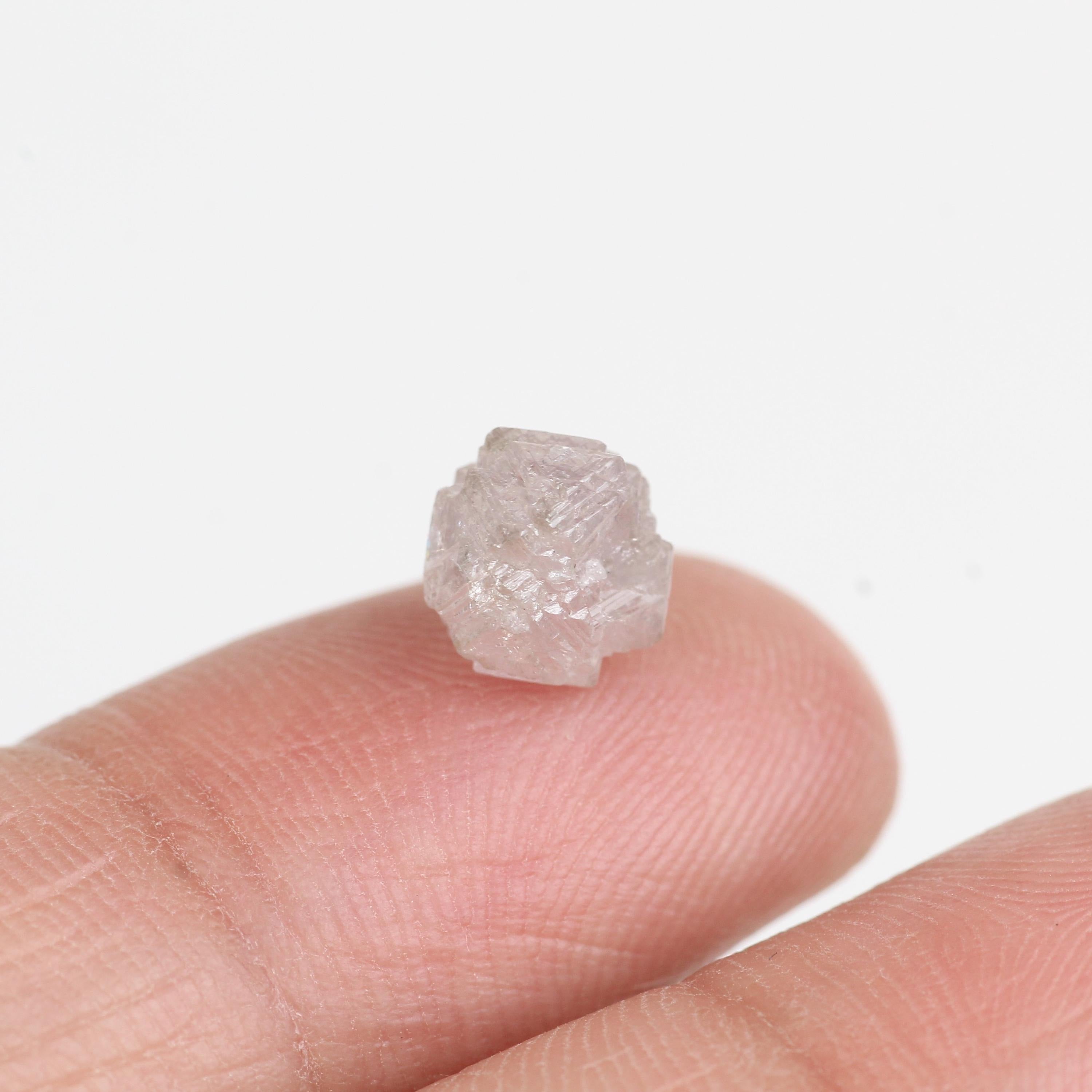 2.45 Carat Natural Rough Light Purple Pink Loose Uncut Diamond 7 MM