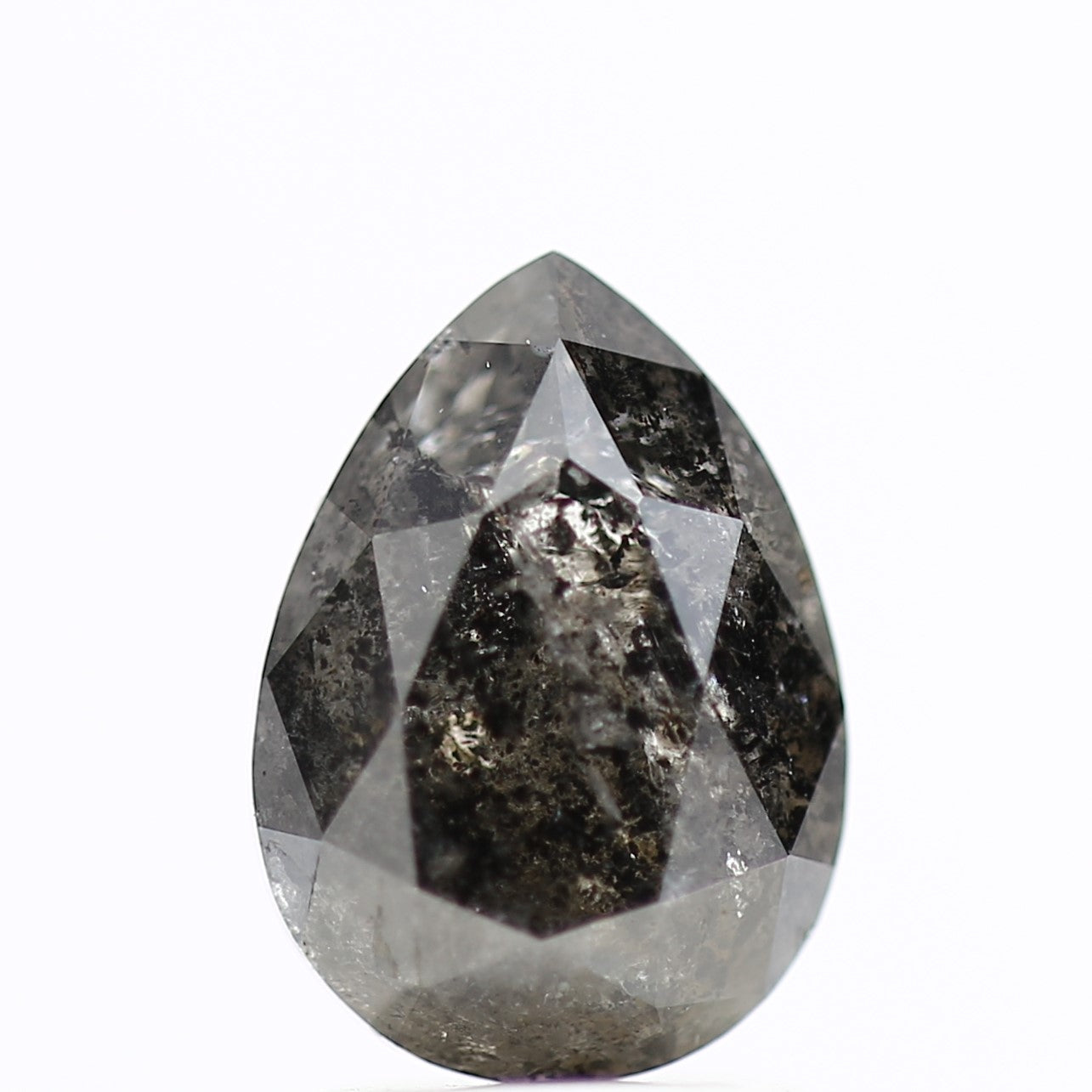 2.02 Carat Salt & Pepper Pear Diamond Double Cut Diamond 9.38 MM