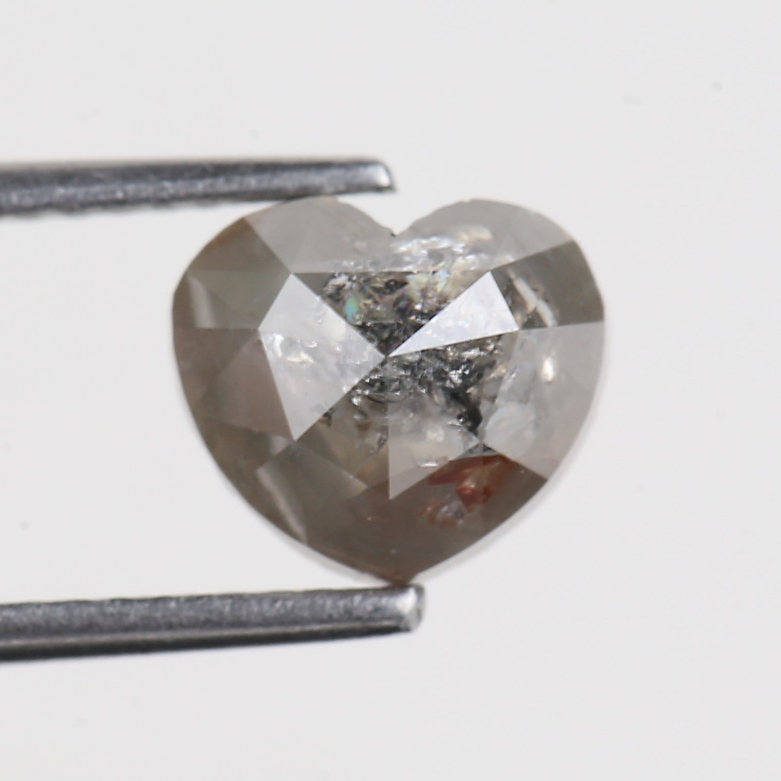 2.03 Carat Natural Gray Heart Shaped Salt And Pepper Diamond 6.90 MM