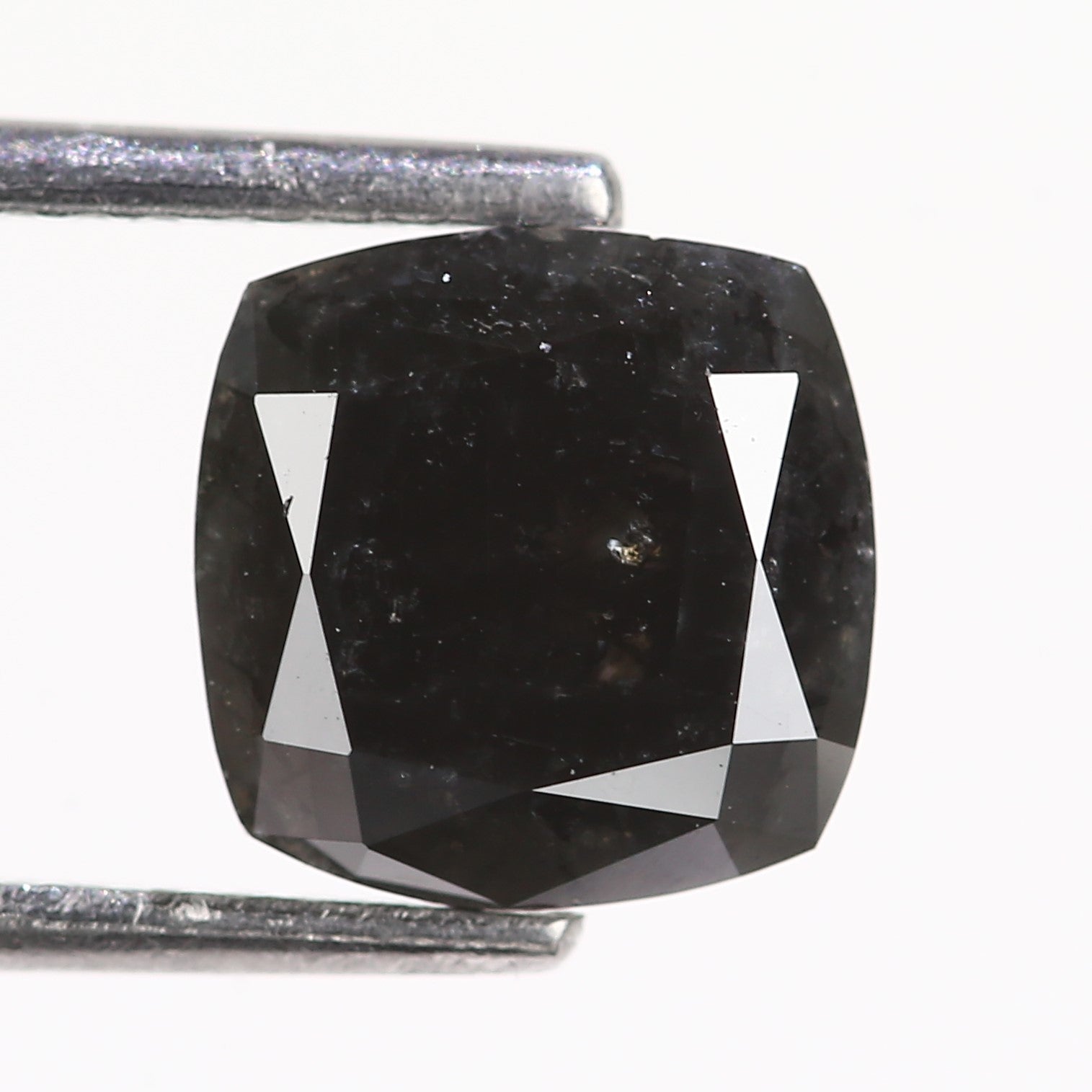 2.10 Carat Natural Cushion Cut Fancy Black Salt And Pepper Diamond 7.4 MM