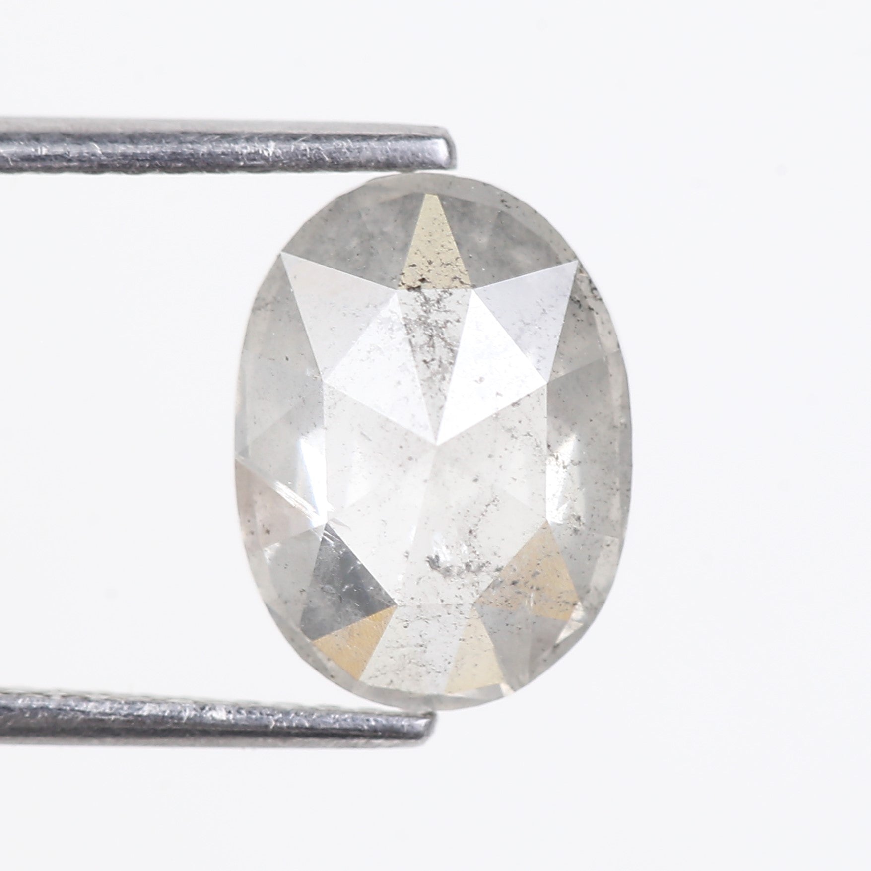 Icy Oval Rose Cut Salt and Pepper Diamond 10.44 MM