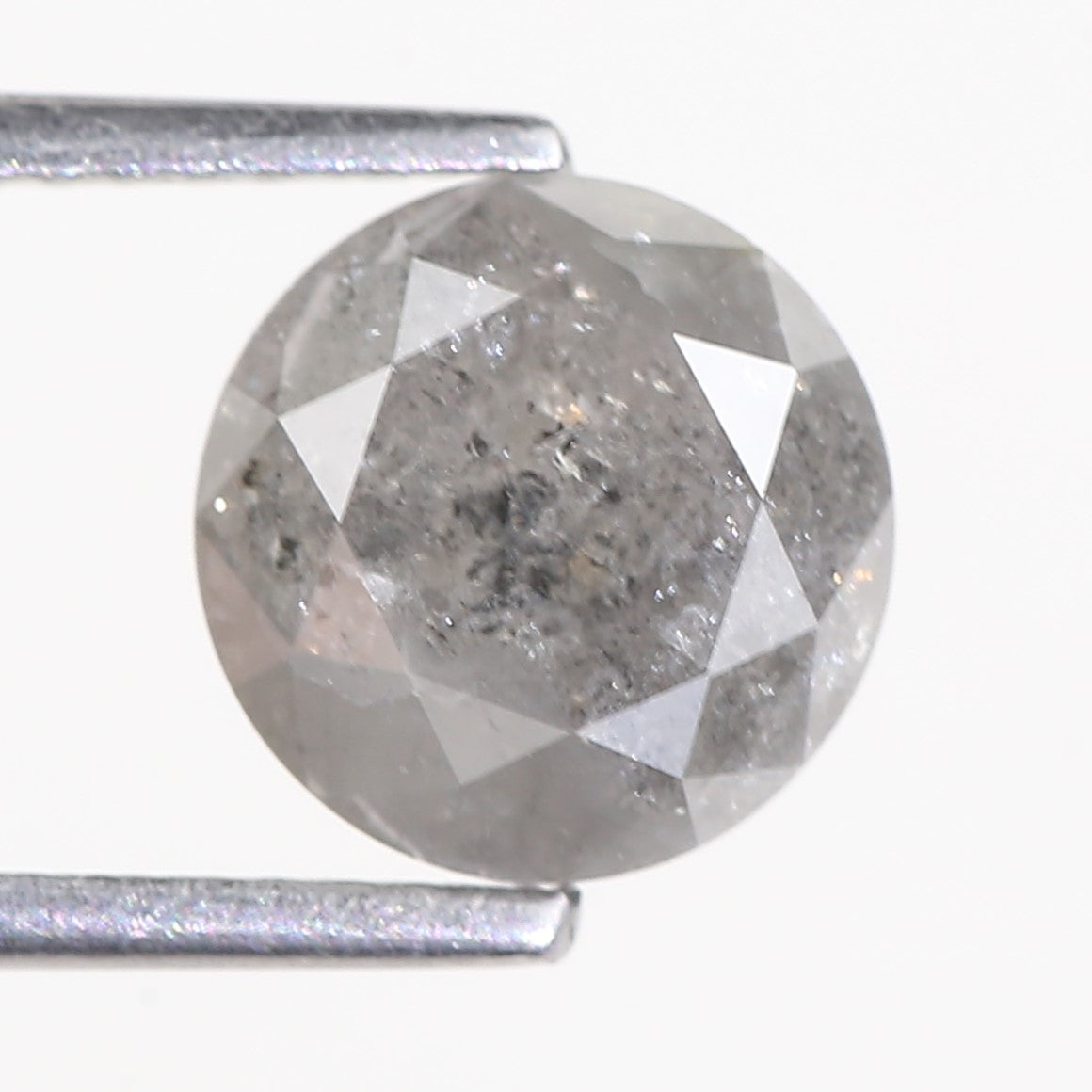 2.48 Carat Natural Salt And Pepper Round Cut Gray Diamond 7.92 MM