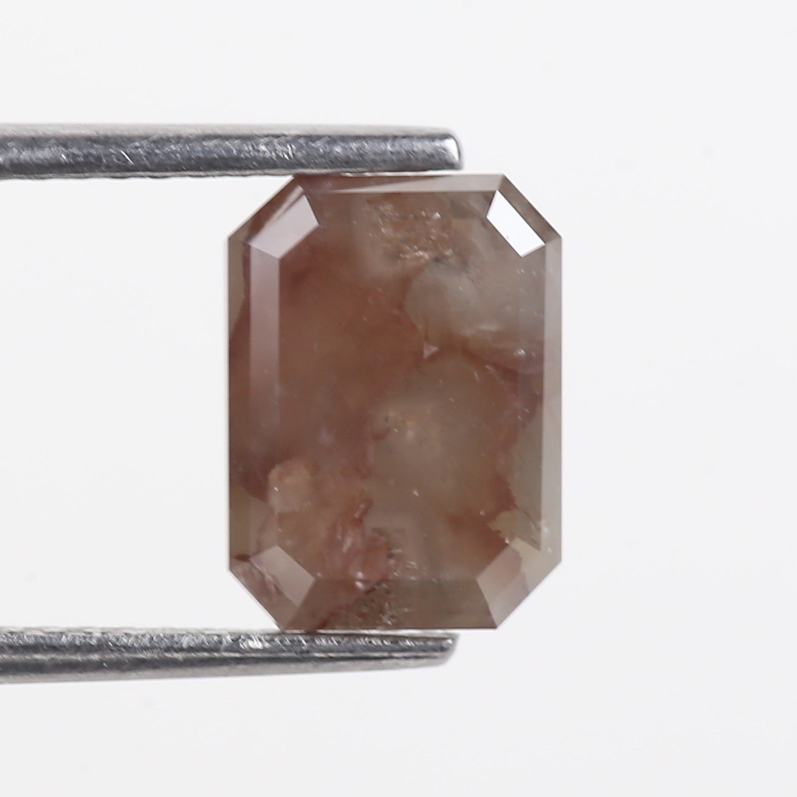 2.50 Carat Brown Emerald Cut Salt And Pepper Natural Diamond 9.07 MM