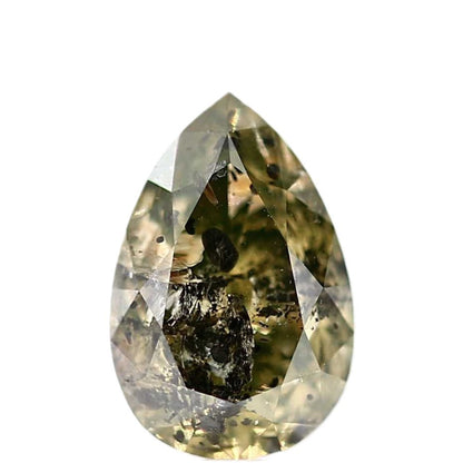 2.71 Carat Natural Salt Pepper Diamond Yellow Pear Brilliant Cut SDM8845