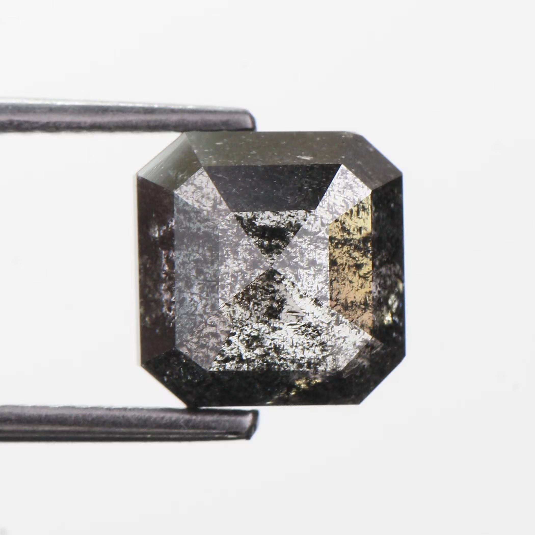 2.72 Carat Emerald Cut Salt and Pepper Black Diamond Natural