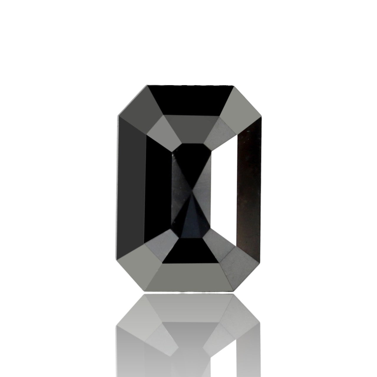 2.96 Carat Sparkling Step Cut Emerald Shaped Black Opaque Natural Ethically Sourced Diamond Made For Vintage Jewelry