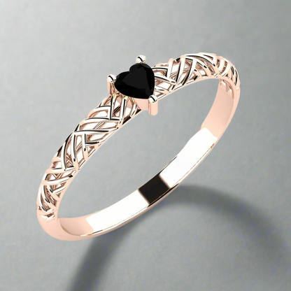 Heart Black Diamond Engagement Ring Allure 14K Rose Gold