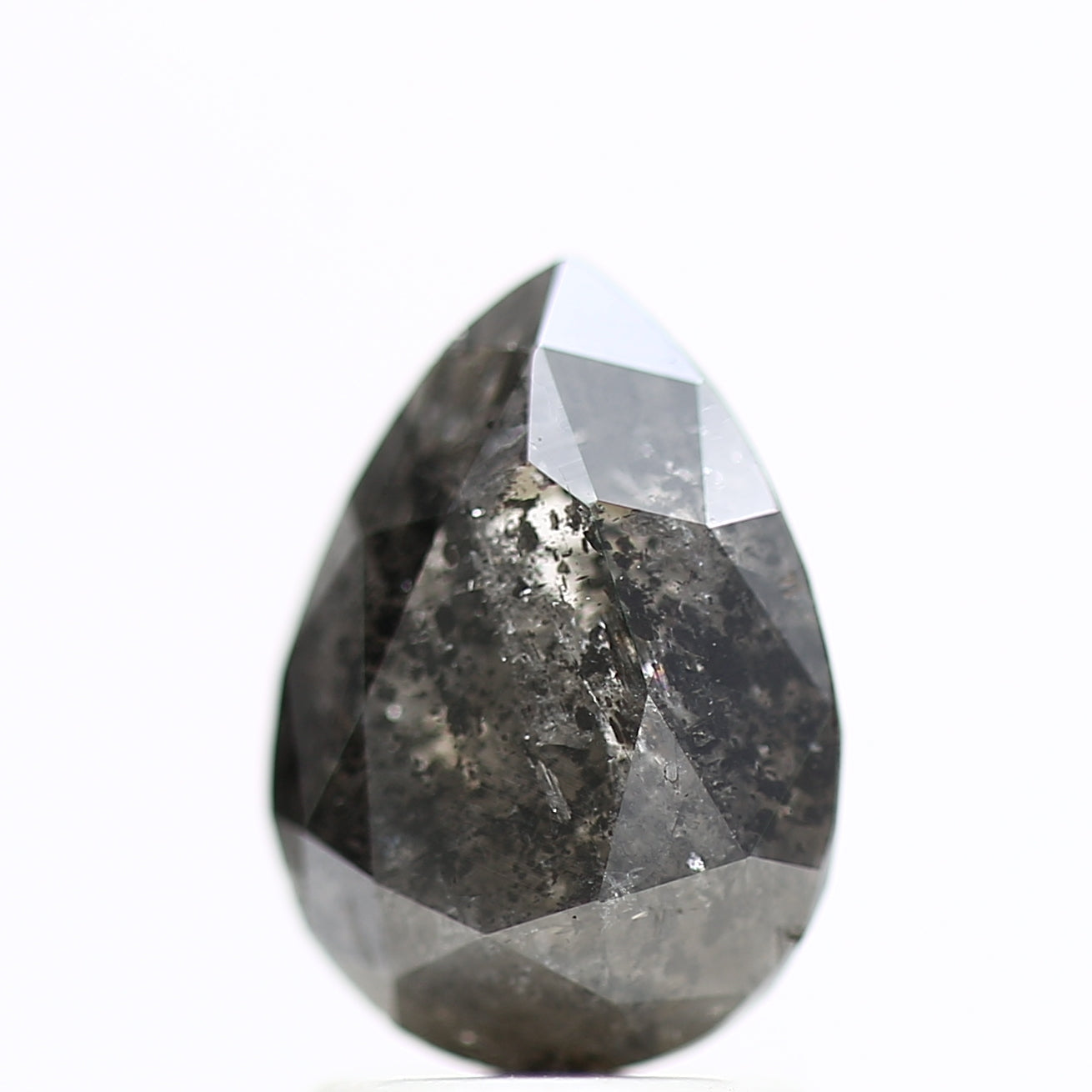 2.02 Carat Salt & Pepper Pear Diamond Double Cut Diamond 9.38 MM