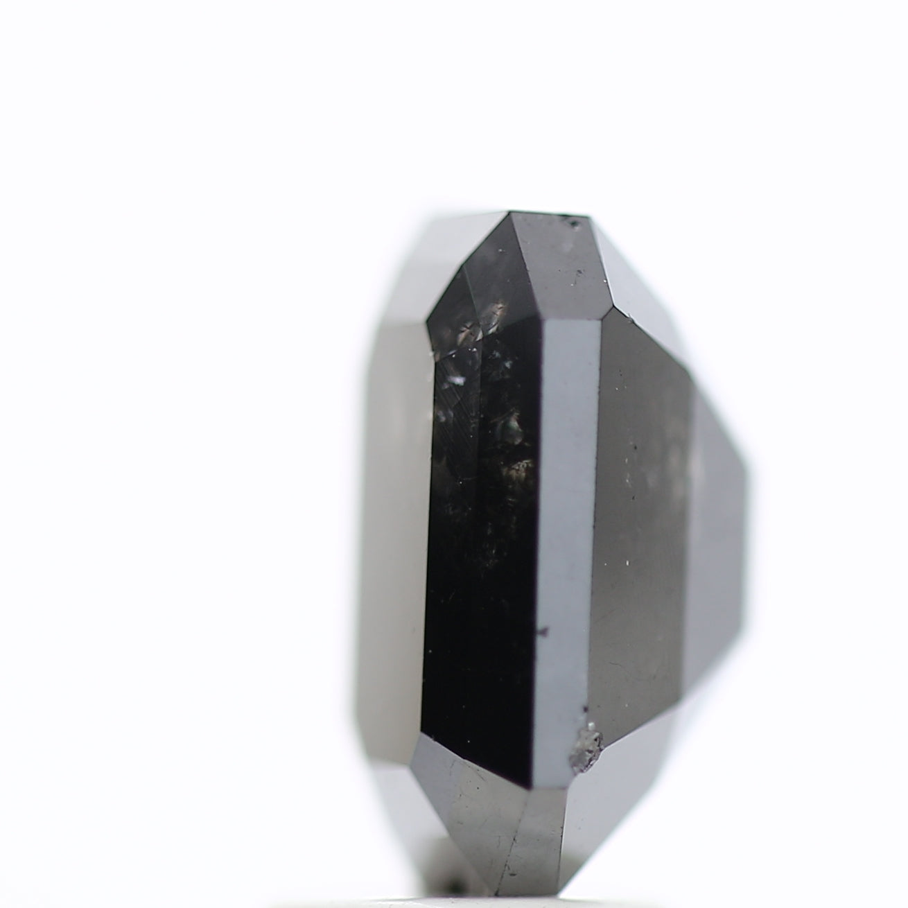 3 Ct Black Emerald Cut Diamond Natural Salt and Pepper Diamond 9.42 MM