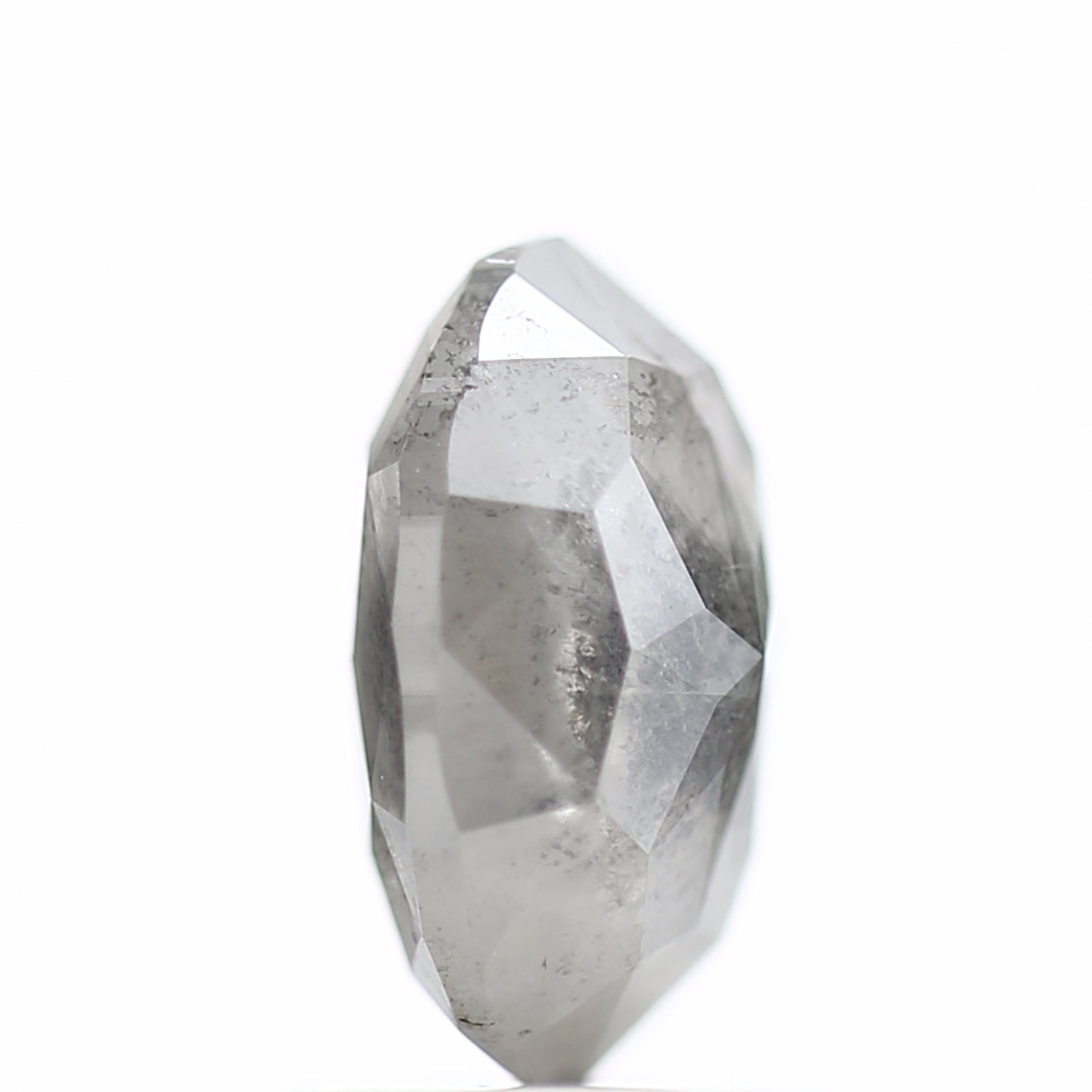 1.60 Carat Rose cut Fancy Gray Oval Salt and Pepper Diamond 8.52 MM