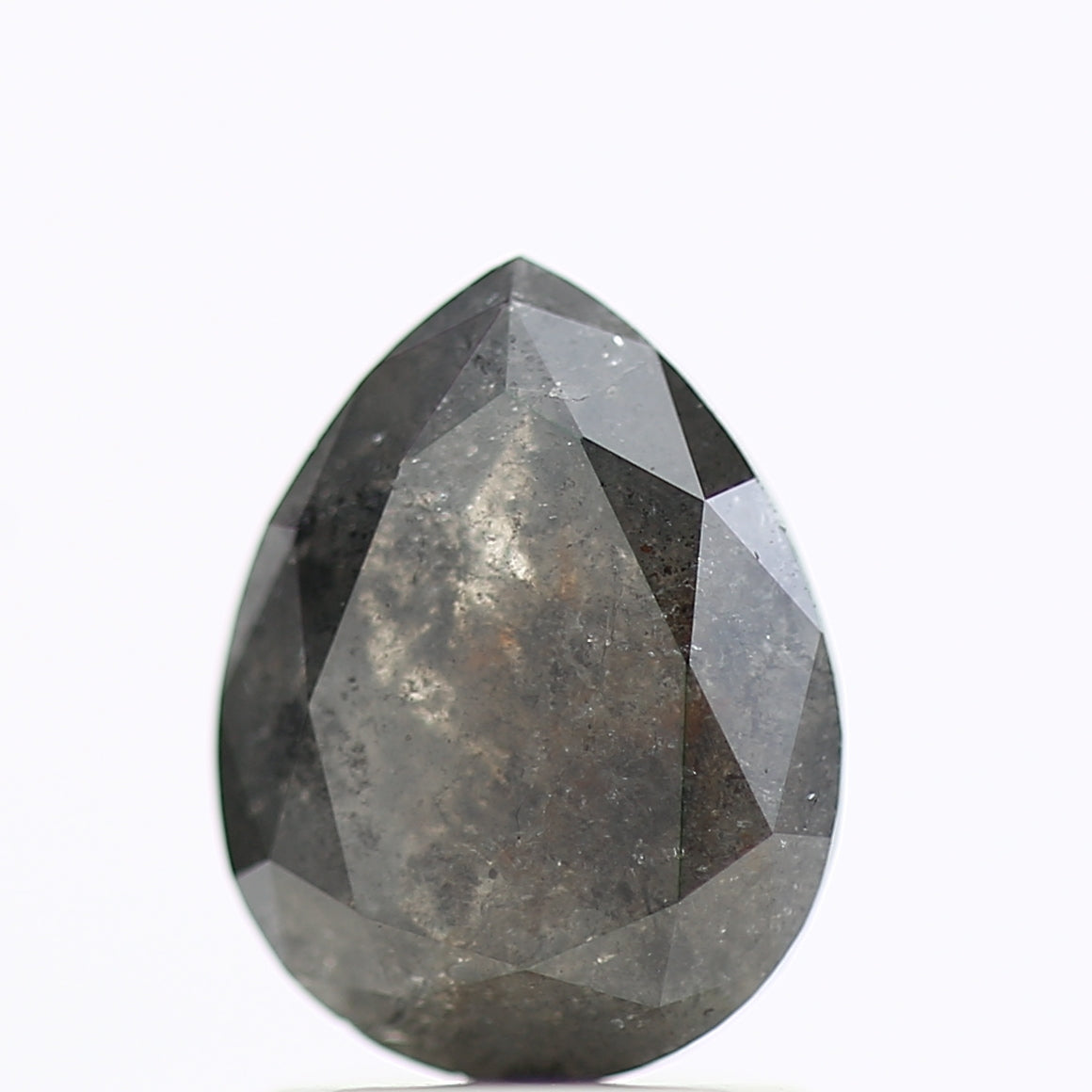 1.38 Carat Brilliant Pear Rose Cut Salt and Pepper Diamond 8.42 MM