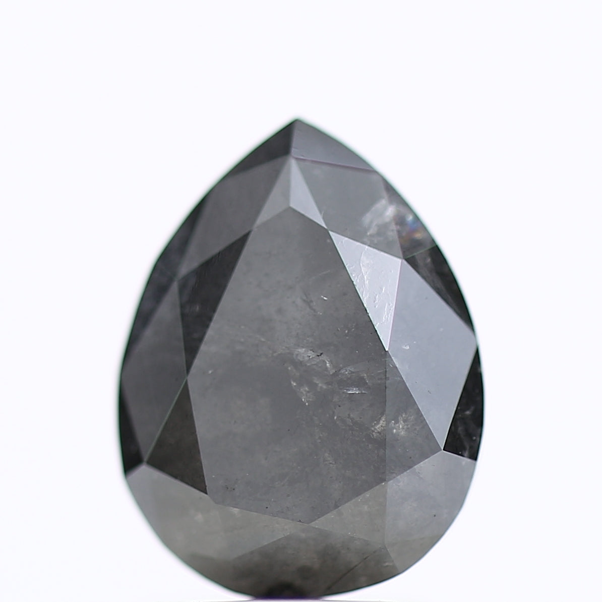 1.84 Carat Gray Black Salt and Pepper Pear Diamond 9.16 MM