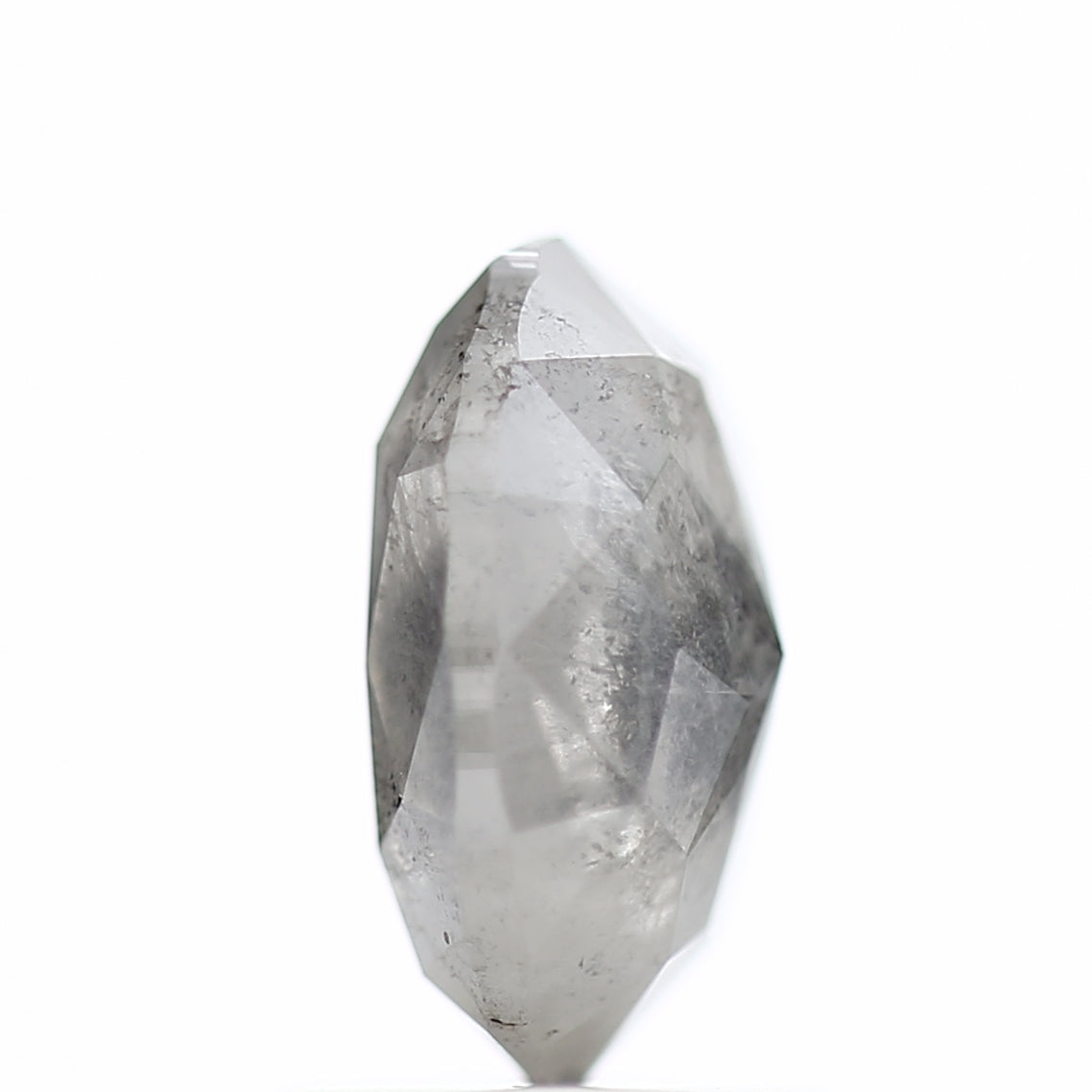 1.60 Carat Rose cut Fancy Gray Oval Salt and Pepper Diamond 8.52 MM