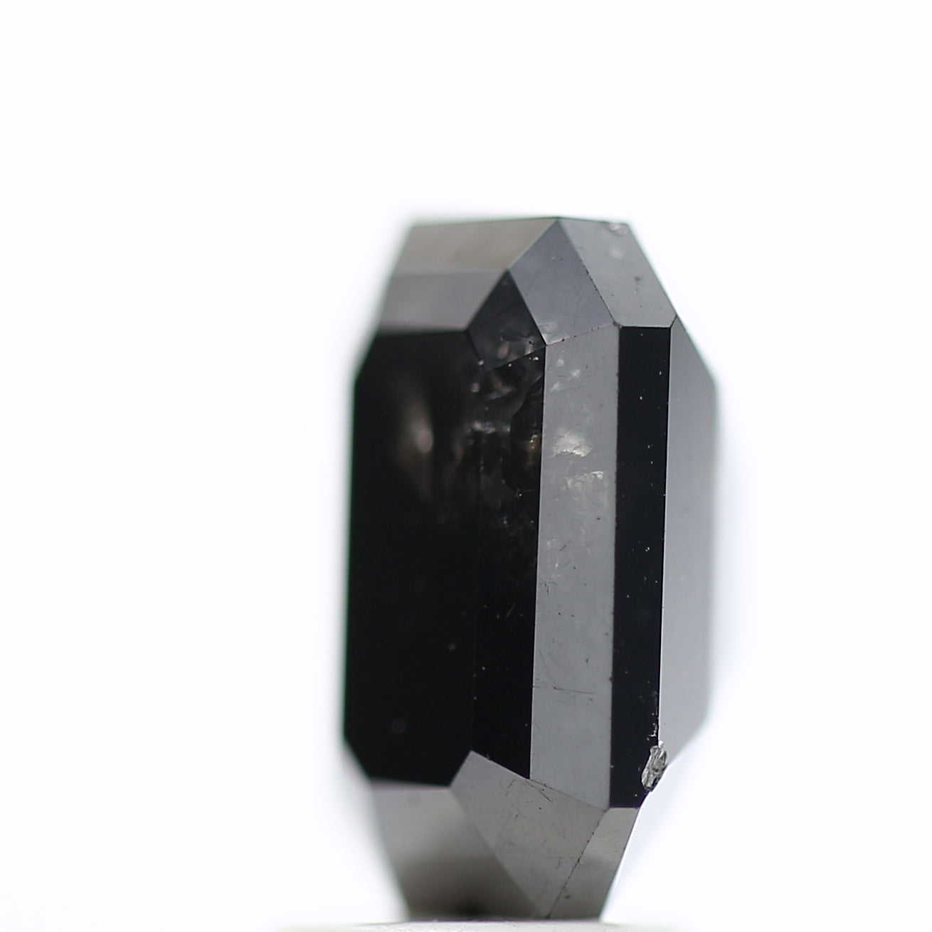 3 Ct Black Emerald Cut Diamond Natural Salt and Pepper Diamond 9.42 MM