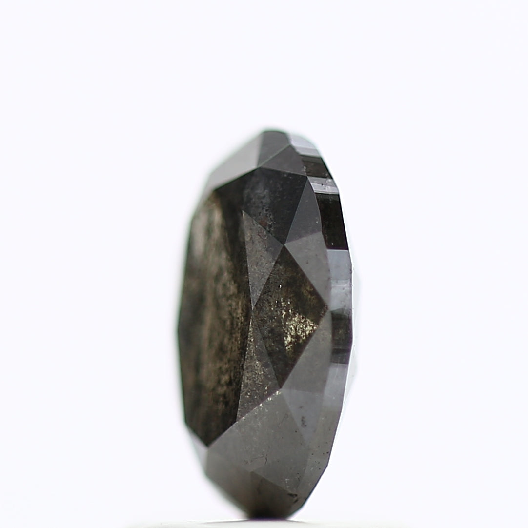 1.11 Carat Black Oval Rose Cut Diamond Salt & Pepper Diamond 7.71 MM