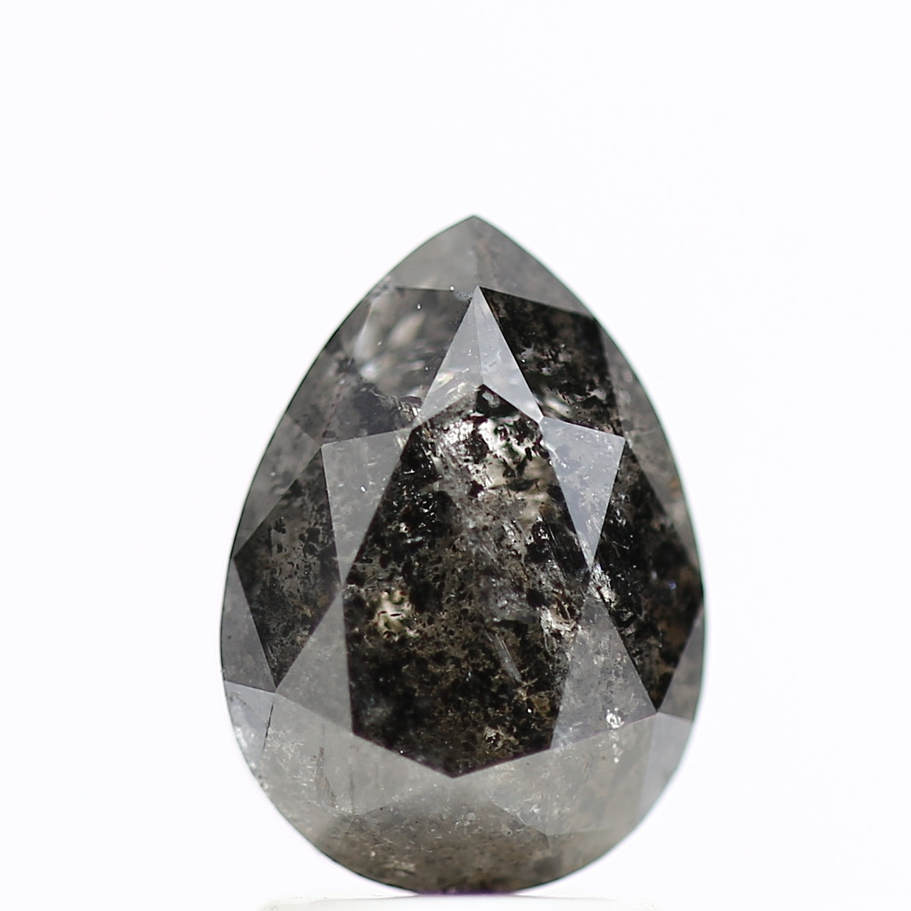 2.02 Carat Salt & Pepper Pear Diamond Double Cut Diamond 9.38 MM