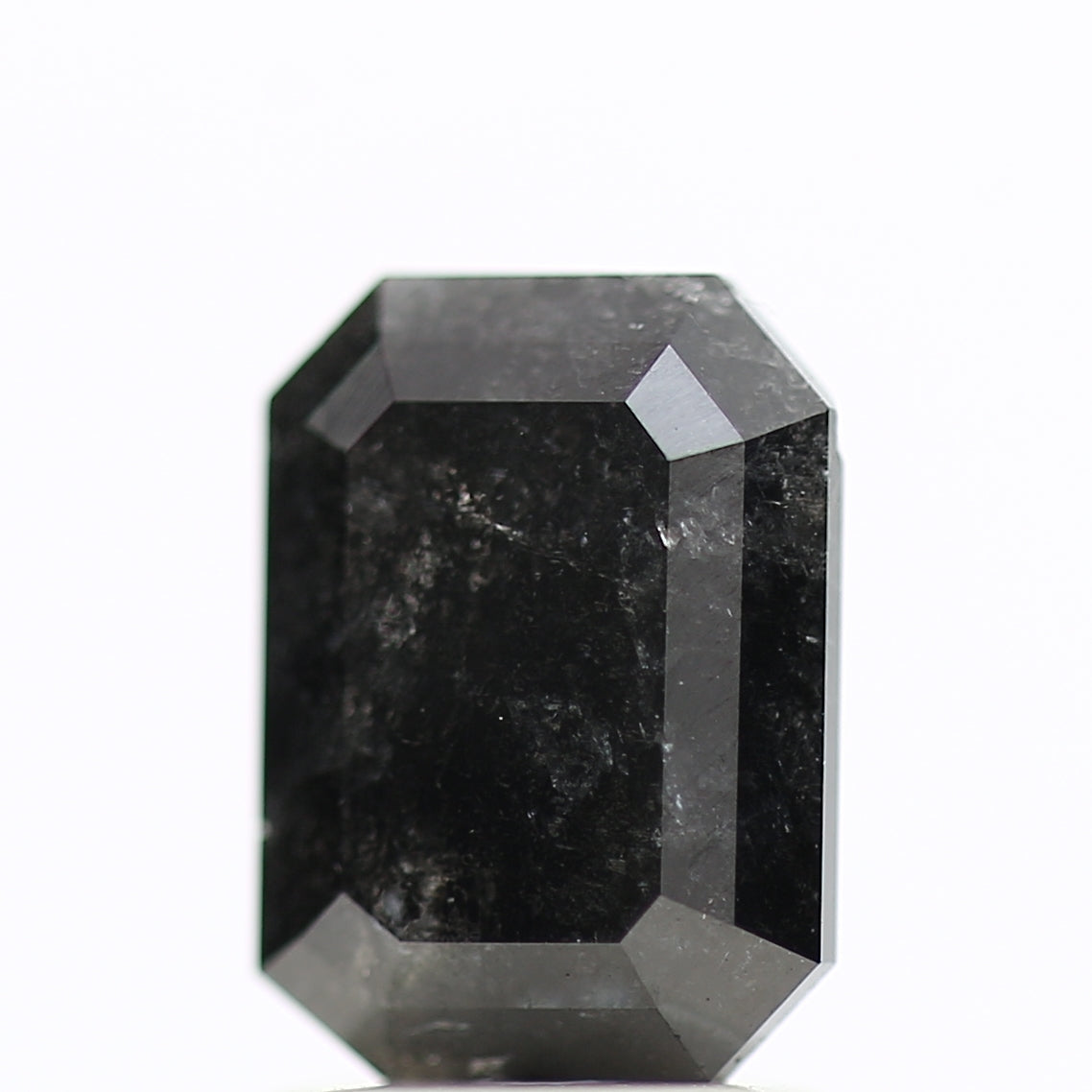 1.81 Ct Natural Color Emerald Cut Black Salt and Pepper Diamond 8.05 MM