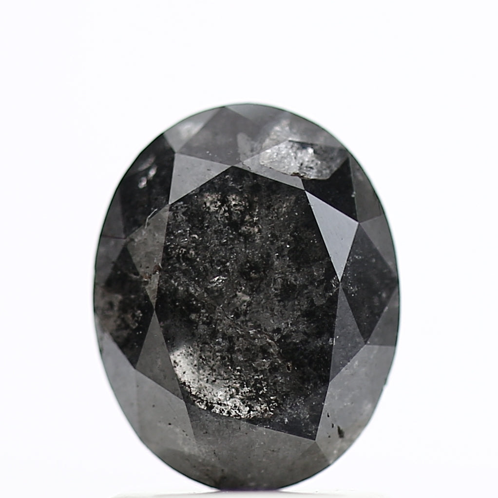 1.17 Carat Rose Cut Salt and Pepper Diamond Oval Fancy Gray Diamond 7.67 MM