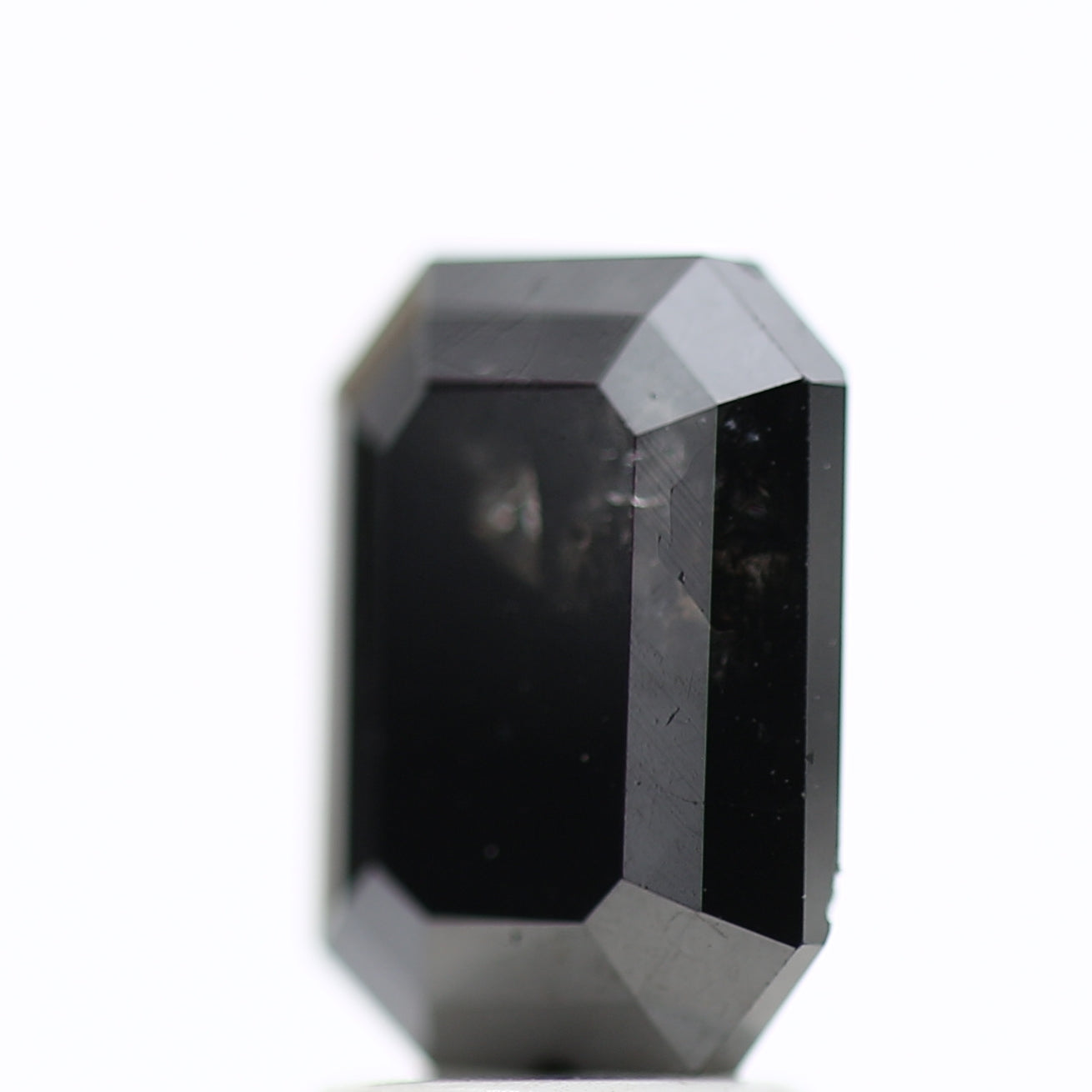 3 Ct Black Emerald Cut Diamond Natural Salt and Pepper Diamond 9.42 MM