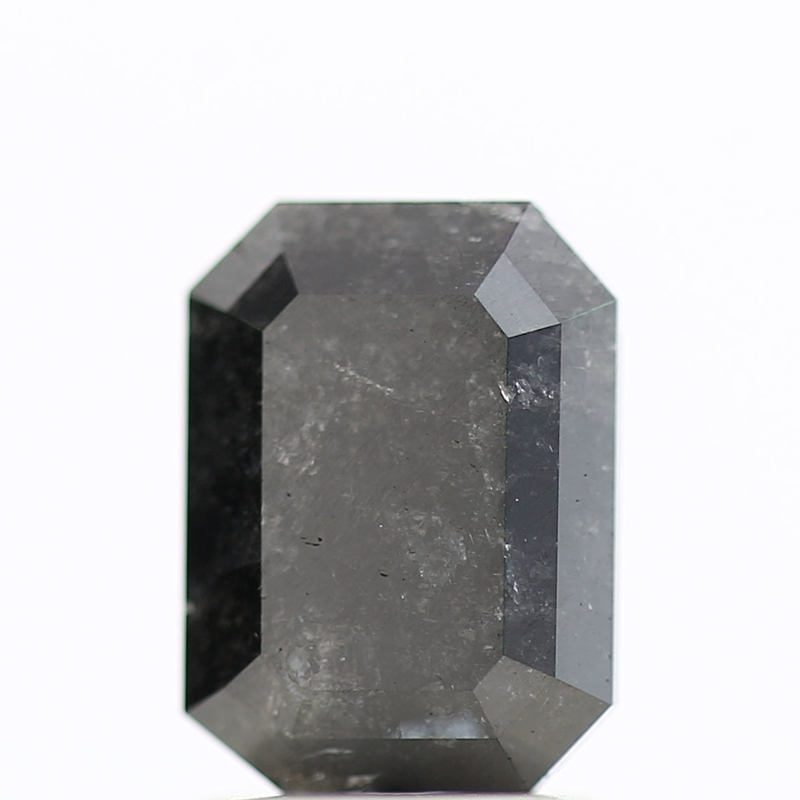1.81 Ct Natural Color Emerald Cut Black Salt and Pepper Diamond 8.05 MM