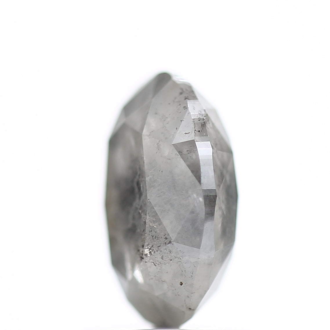 1.60 Carat Rose cut Fancy Gray Oval Salt and Pepper Diamond 8.52 MM