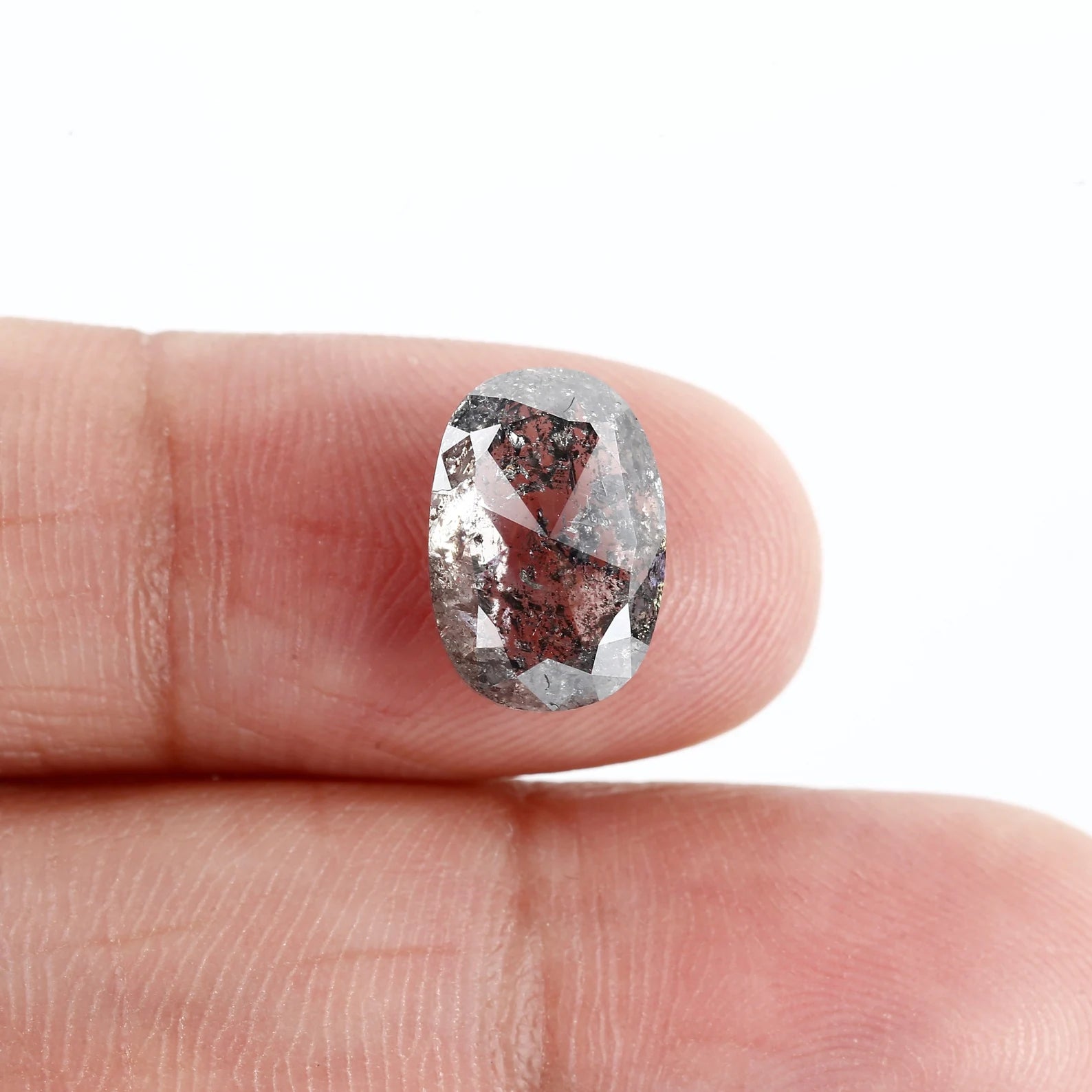 4.09 Carat Natural Oval Salt and Pepper Diamond 11.38 MM