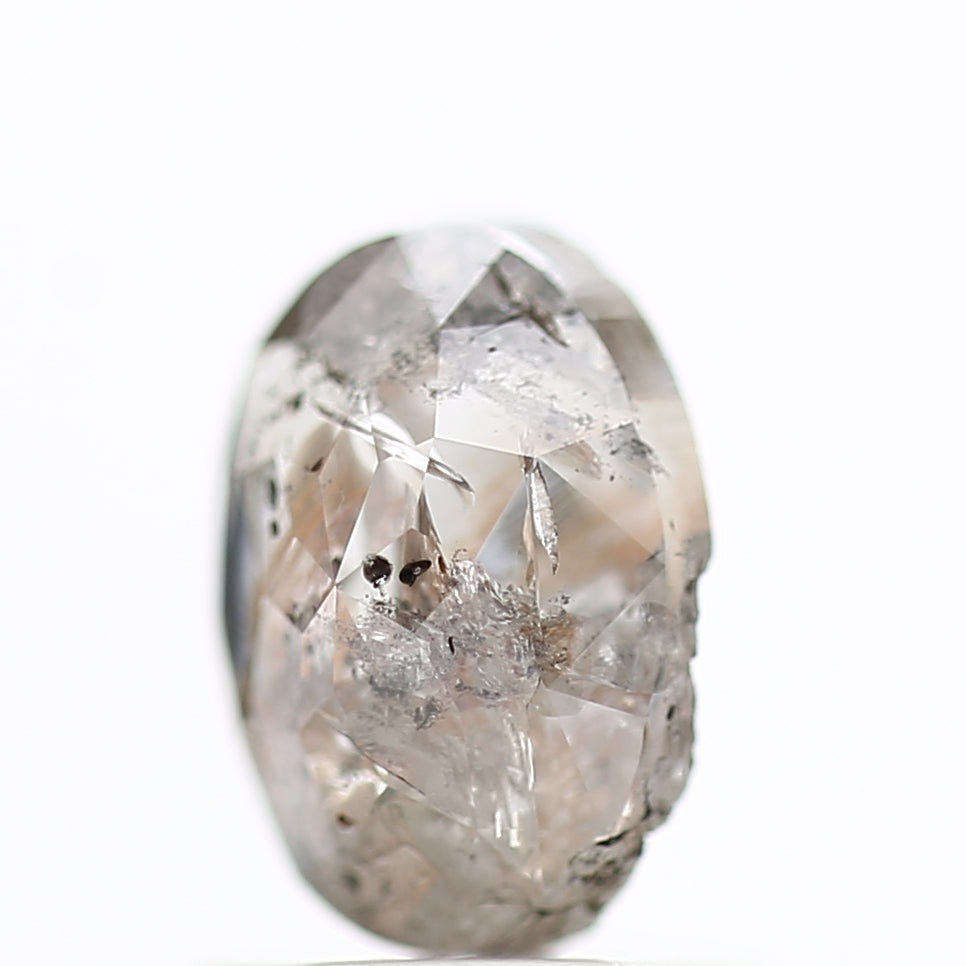 1 Ct Salt and Pepper Diamond Oval Natural Rose Cut 7.13 MM