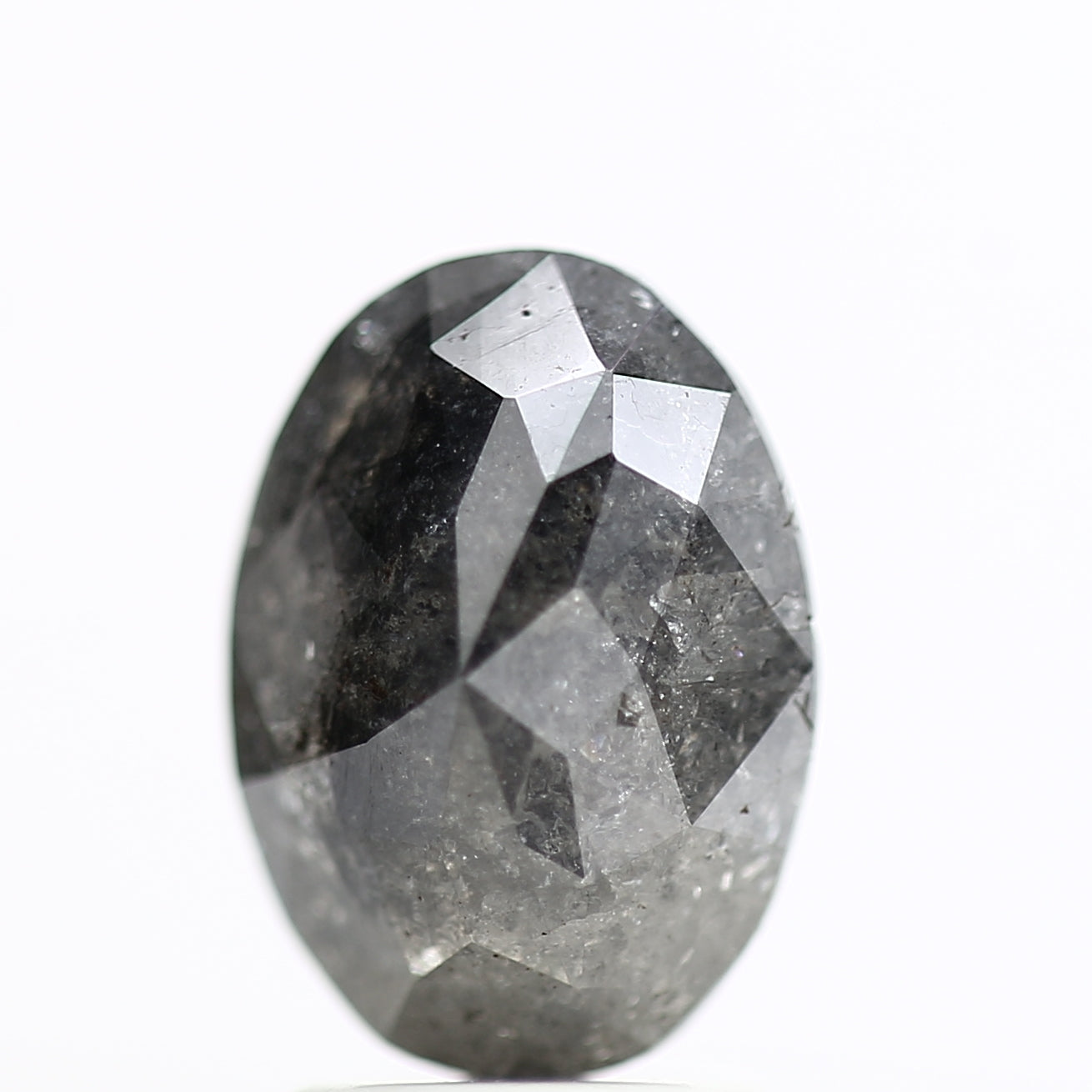 2.21 Carat Fancy Grey Salt and Pepper Oval Diamond 9.54 MM