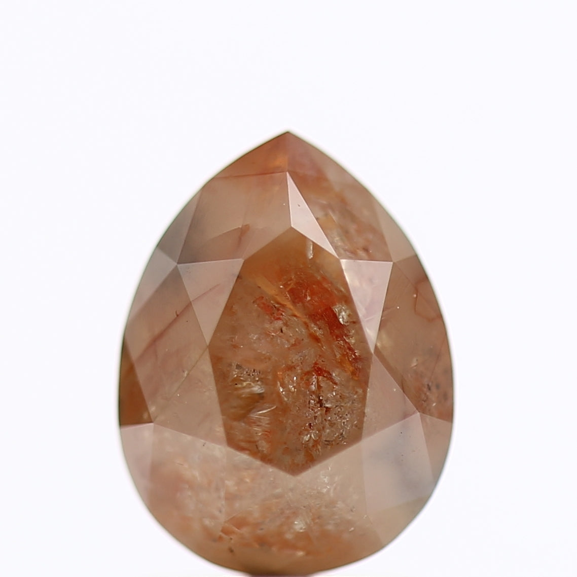 2.12 Carat Pear Cut Orange Salt And pepper Diamond 8.38 MM