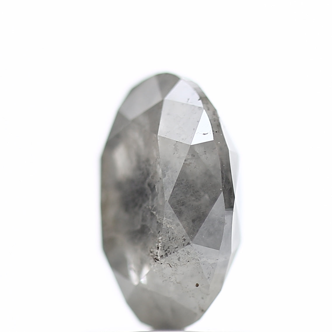 1.60 Carat Rose cut Fancy Gray Oval Salt and Pepper Diamond 8.52 MM