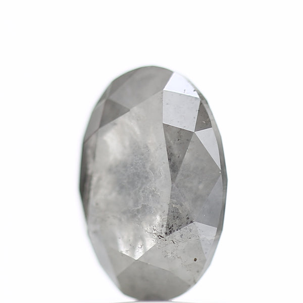 1.60 Carat Rose cut Fancy Gray Oval Salt and Pepper Diamond 8.52 MM