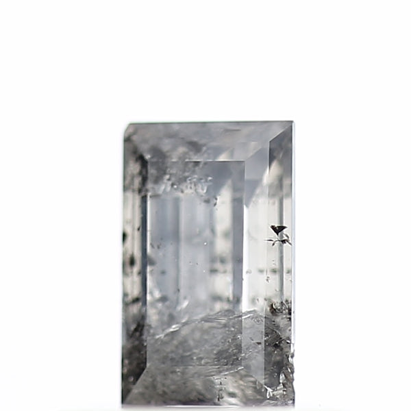 0.38 Carat Baguette Cut Salt & Pepper Diamond Gray Loose Diamond 5.25 MM