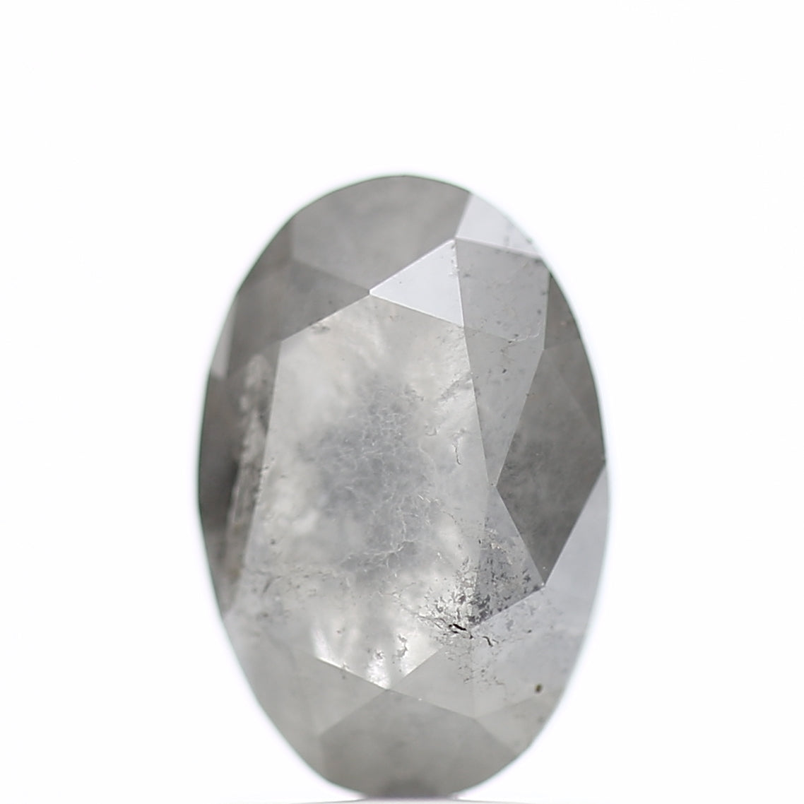 1.60 Carat Rose cut Fancy Gray Oval Salt and Pepper Diamond 8.52 MM