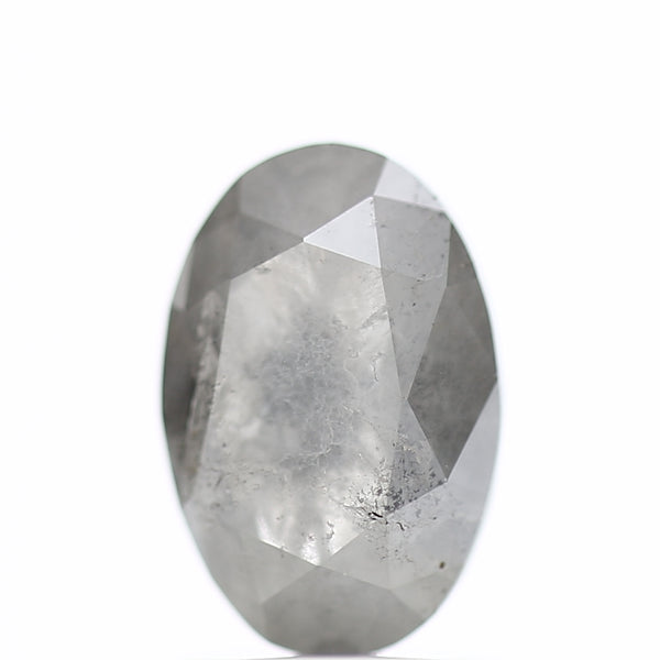 1.60 Carat Rose cut Fancy Gray Oval Salt and Pepper Diamond 8.52 MM