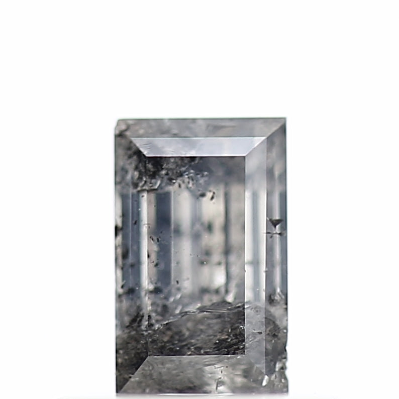 0.38 Carat Baguette Cut Salt & Pepper Diamond Gray Loose Diamond 5.25 MM