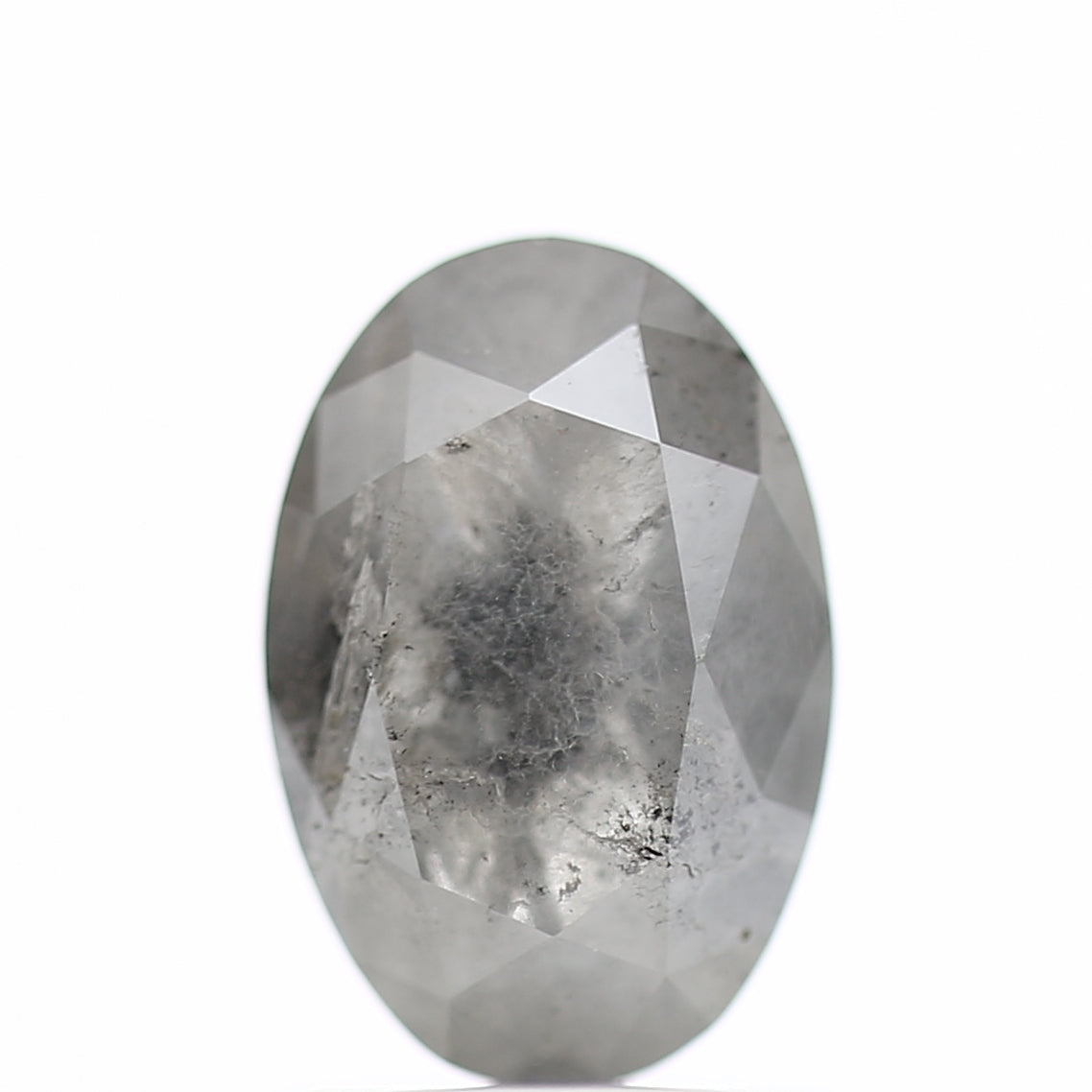 1.60 Carat Rose cut Fancy Gray Oval Salt and Pepper Diamond 8.52 MM