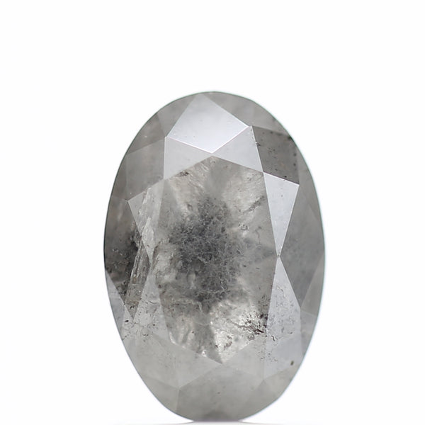 1.60 Carat Rose cut Fancy Gray Oval Salt and Pepper Diamond 8.52 MM