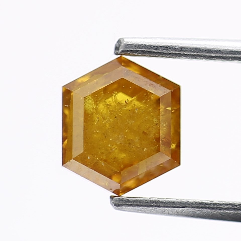 1.38 Carat Fancy Yellow Hexagon Salt and Pepper Diamond 6.8 MM