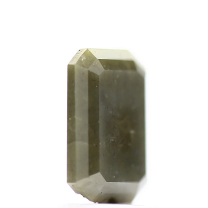 1.66 Carat 8 MM Fancy Green Gray Emerald Rustic Natural Loose Diamond - Blackdiamond