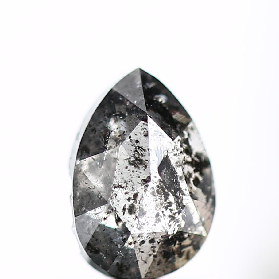 0.66 Carat Rose Cut Pear Natural Loose Salt and Pepper Diamond 6.50 MM