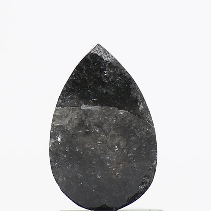 1.77 Carat Rose Cut Black Pear Salt and Pepper Diamond 8.60 MM