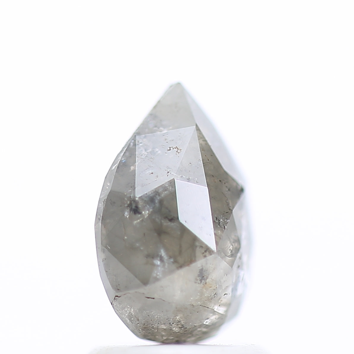1.24 Carat Gray Pear Salt and Pepper Natural Diamond 8.48 MM