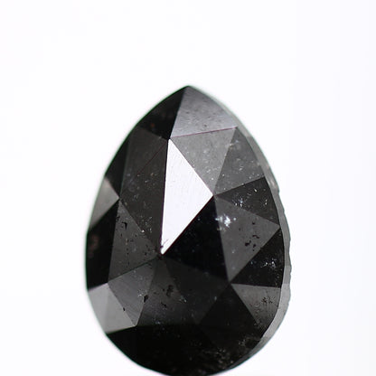 0.98 Carat Natural Black Pear Rose cut Salt Pepper Diamond