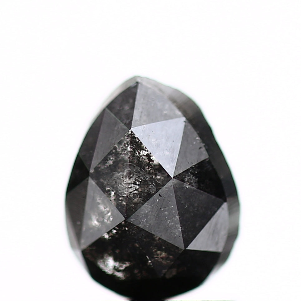 1.14 Carat Natural Pear Rose Cut Black Salt and Pepper Diamond SDM190