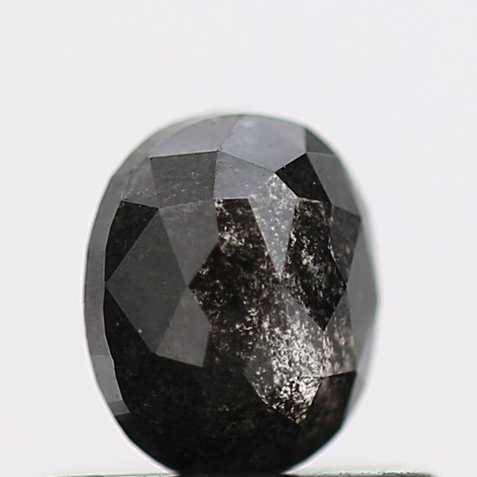 0.54 Carat Fancy Black Oval Salt Pepper Diamond 5.12 MM